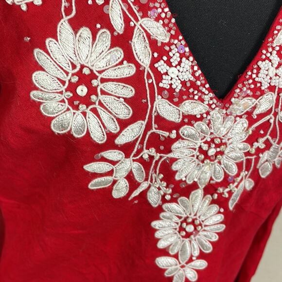 Lafayette 148 100% linen tunic with embroidered neckline women’s M - Picture 3 of 16